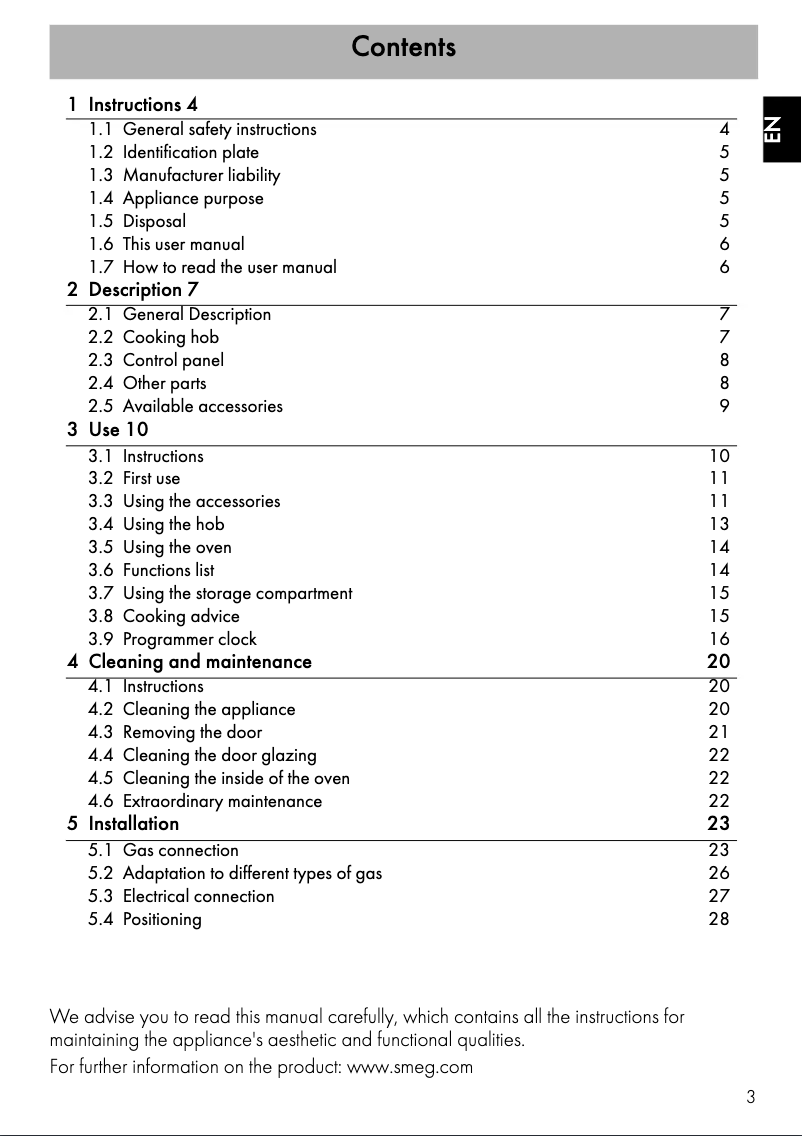 Page 1 de la notice Manuel utilisateur Smeg SUK81MBL8