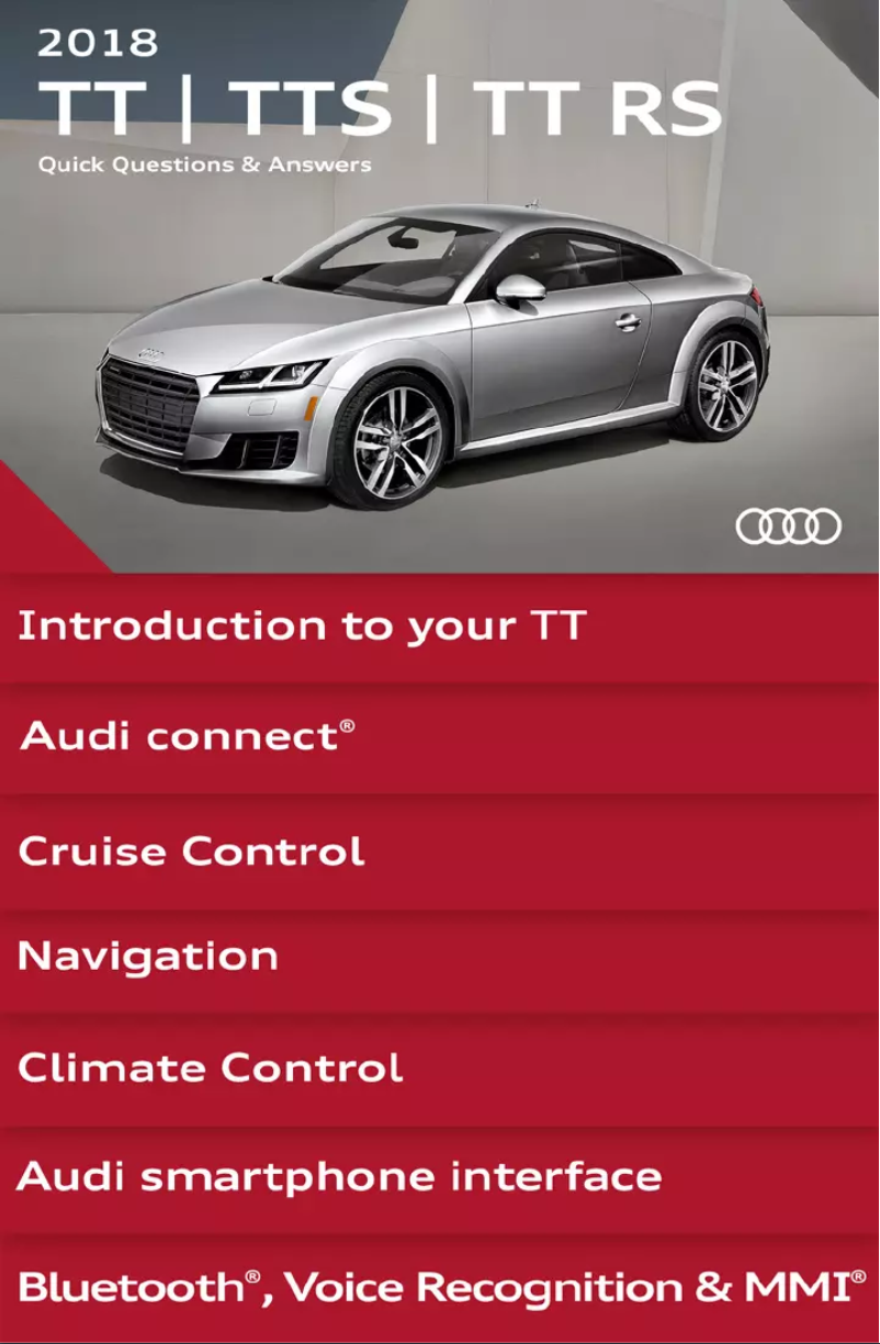 Page 1 de la notice Manuel utilisateur Audi TT RS (2018)