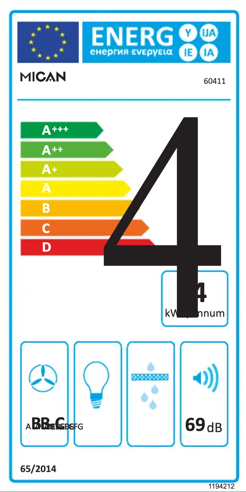 Página 1 del manual Etiqueta energética Amica 60411