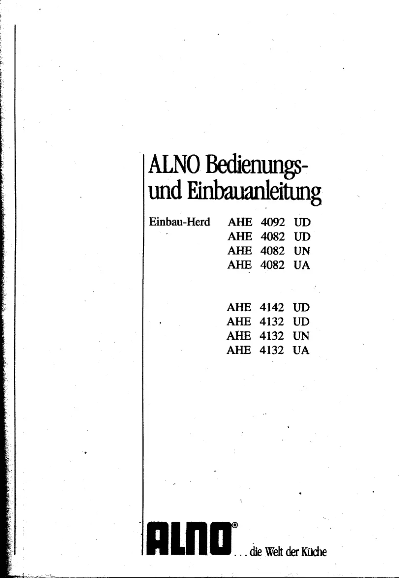 Page n°1 - Manuel utilisateur Alno AHE4092UD