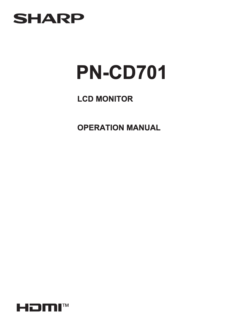 Page n°1 - Manuel utilisateur Sharp PN-CD701