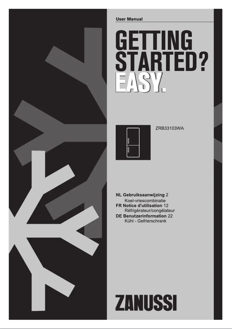 Image de la première page du manuel de l'appareil ZRB33103XA