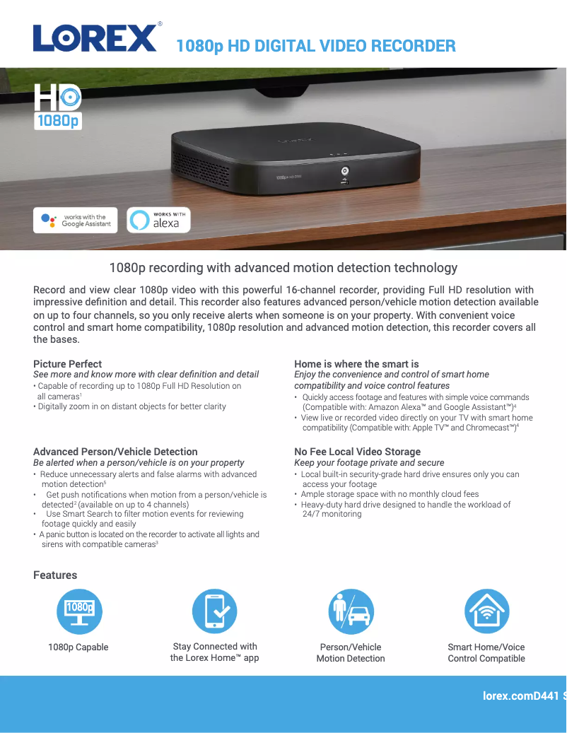 Page 1 de la notice Fiche technique Lorex ACCPWR12V2AH4B