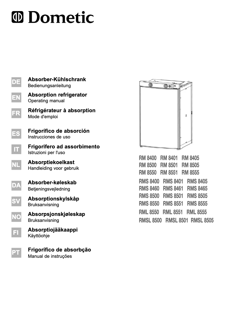 Page 1 de la notice Manuel utilisateur Dometic RMS 8405