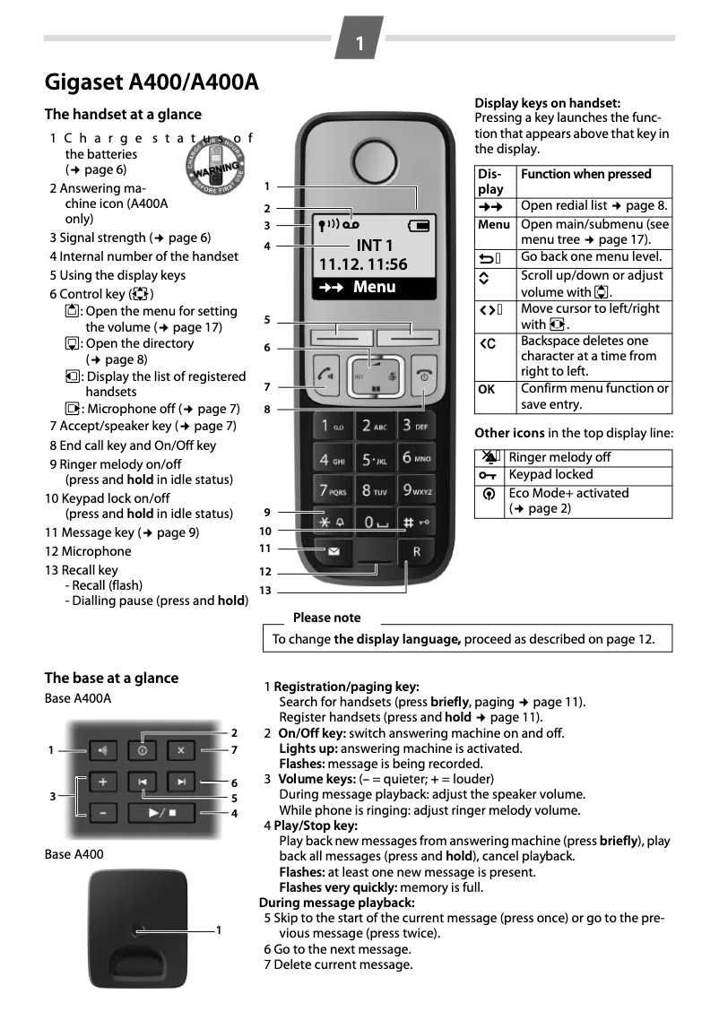 Page n°1 - Manuel utilisateur Gigaset A400