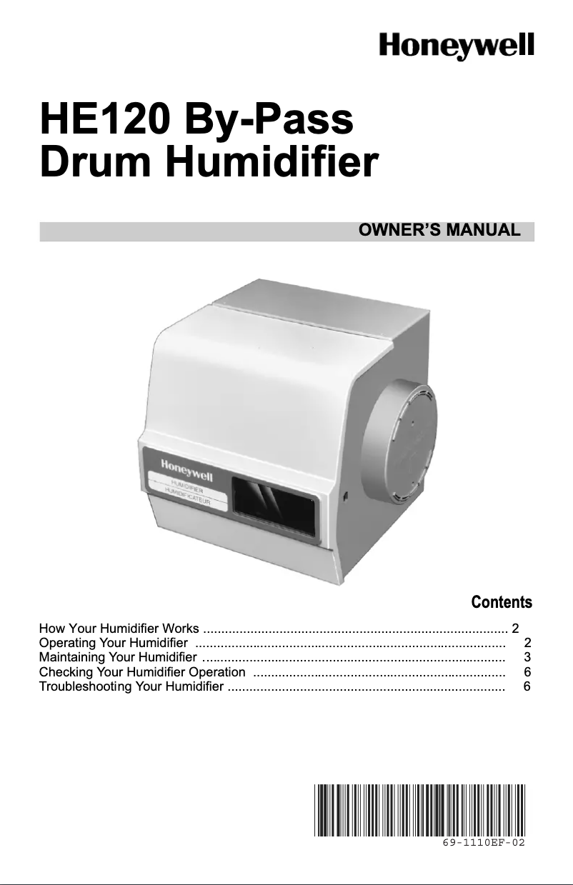 Page 1 de la notice Manuel utilisateur Honeywell HE120A1010