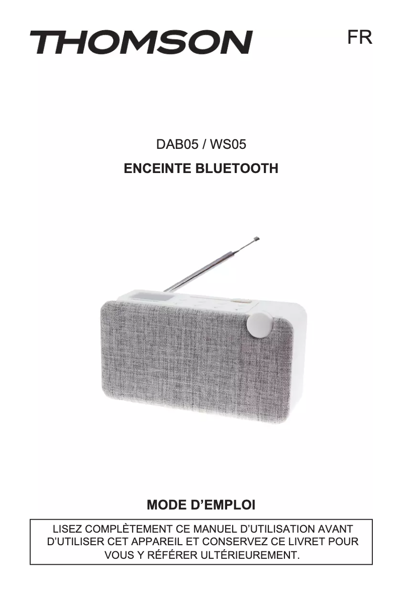 Page n°1 - Manuel utilisateur Thomson WS05
