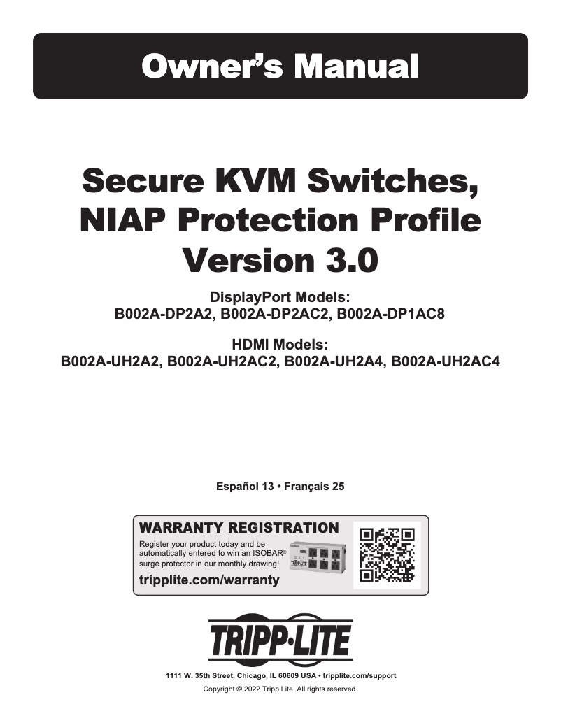 Page n°1 - Manuel utilisateur Tripp Lite B002A-UH2A4