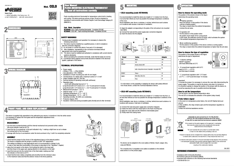 Page 1 de la notice Manuel utilisateur Vemer Celo