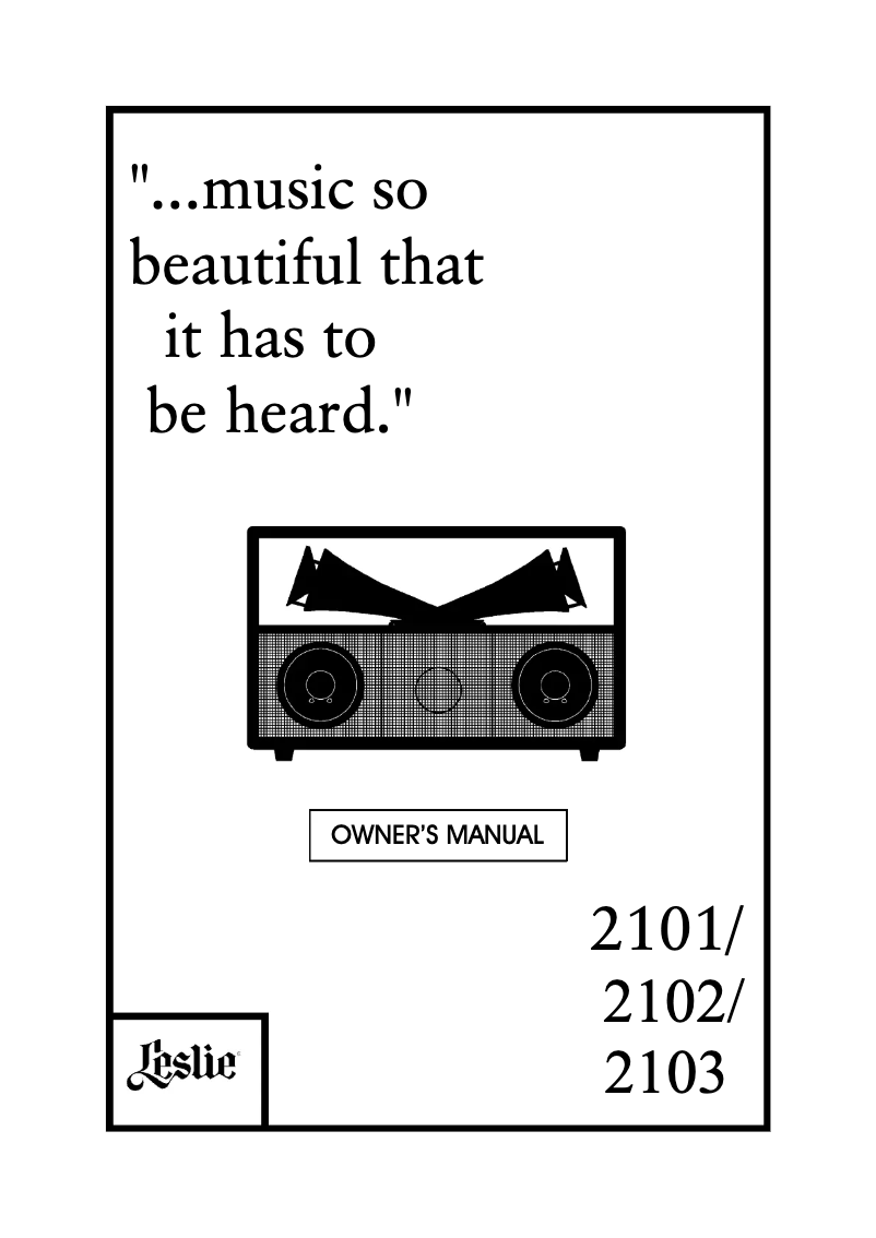 Page 1 de la notice Manuel utilisateur Hammond Leslie 2102