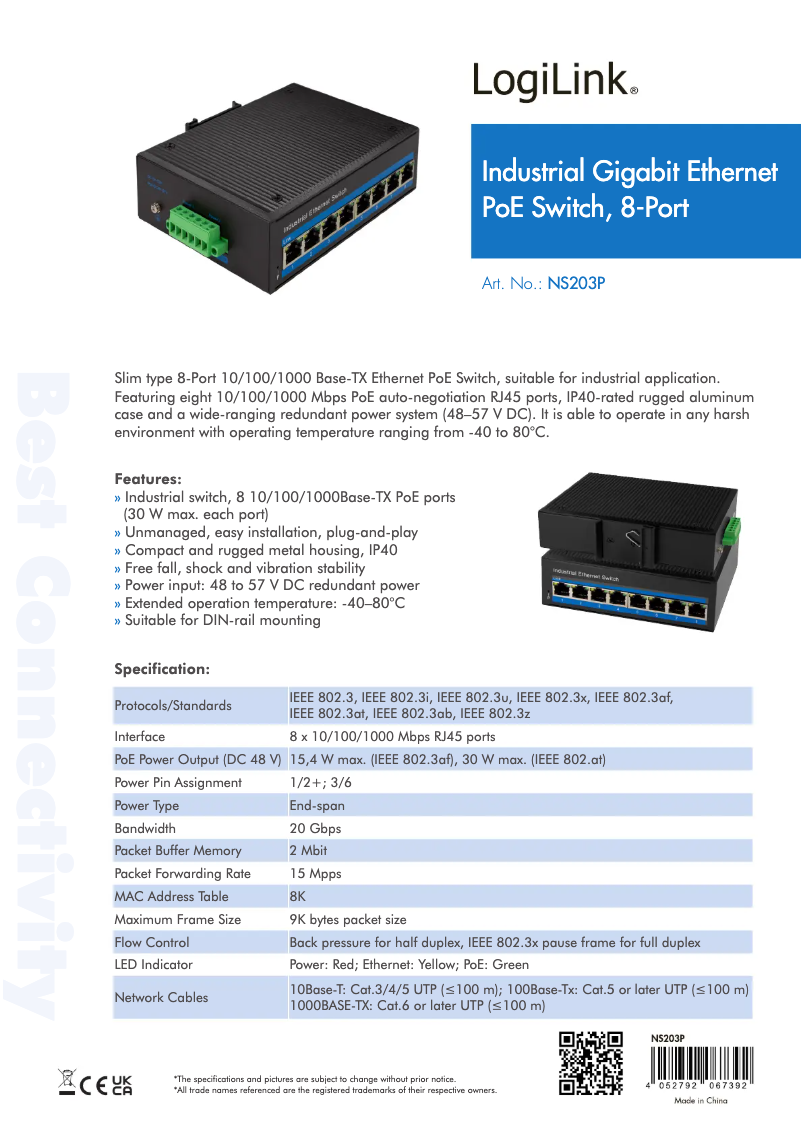 Page n°1 - Manuel utilisateur LogiLink NS203P