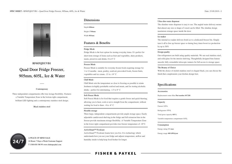 Image de la première page du manuel de l'appareil RF605QDUVB1