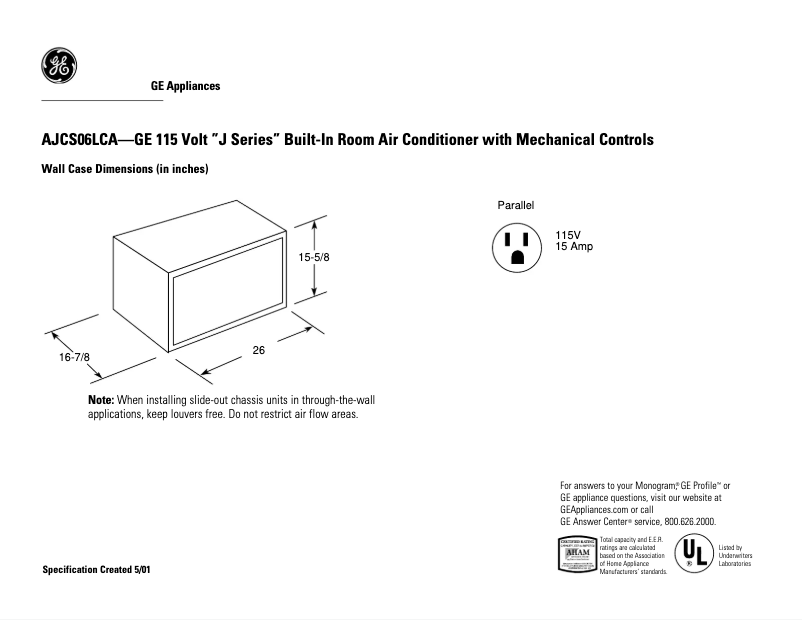 Imagen de la primera página del manual del dispositivo AJCS06LCA