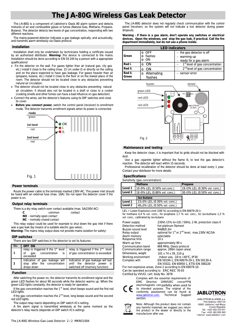 Page 1 de la notice Manuel utilisateur Joblotron JA-80G