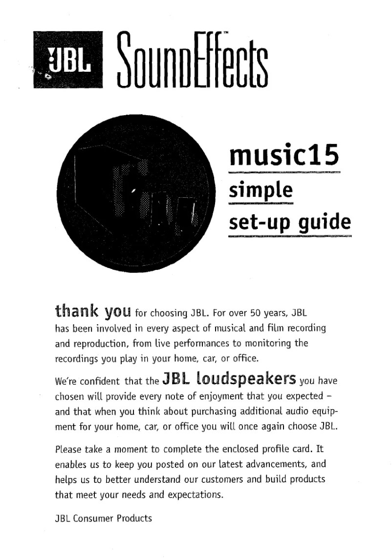 Page n°1 - Manuel utilisateur JBL SoundEffect Music 15