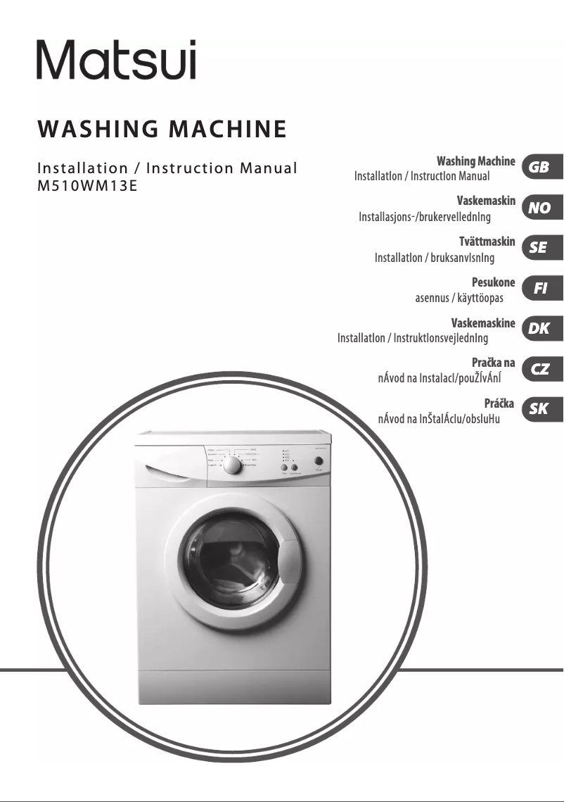 Page n°1 - Manuel utilisateur Matsui M510WM13E