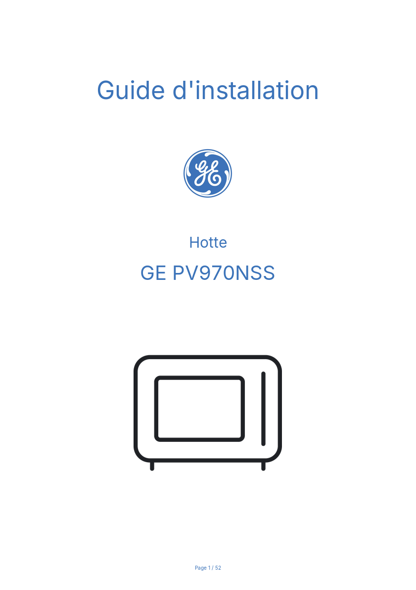 Page n°1 - Guide d'installation GE PV970NSS