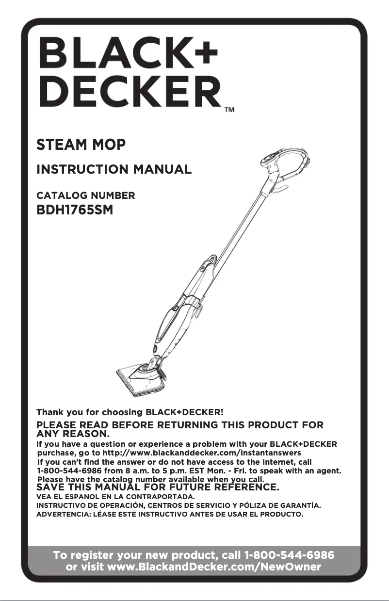 Page 1 de la notice Manuel utilisateur Black & Decker BDH1765SM