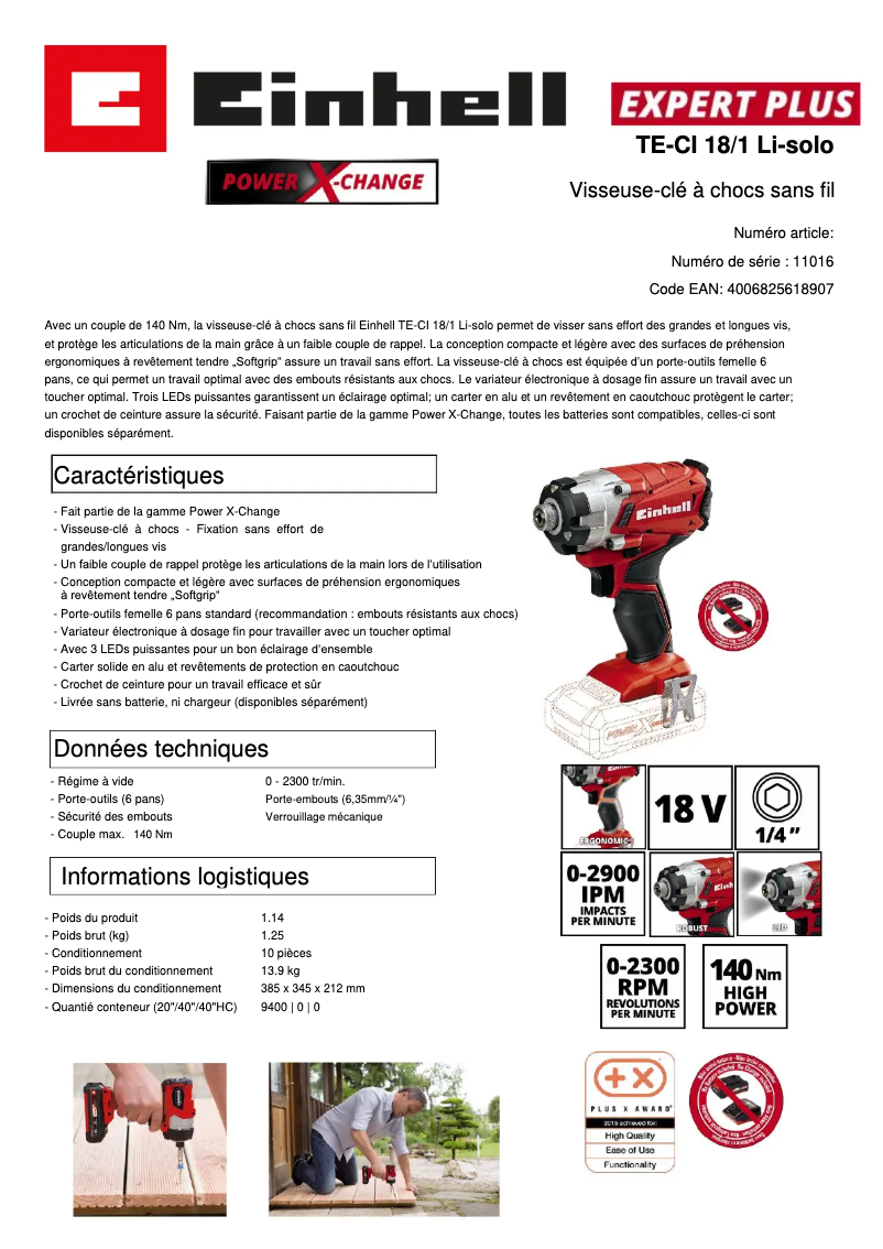 Image de la première page du manuel de l'appareil TE-CI 18/1 Li-Solo