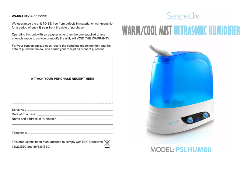 Image de la première page du manuel de l'appareil PSLHUM80