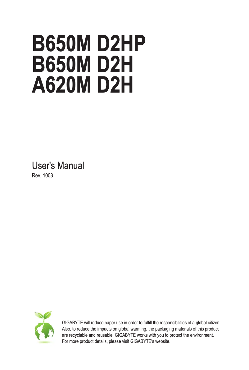 Page n°1 - Manuel utilisateur Gigabyte B650M D2HP