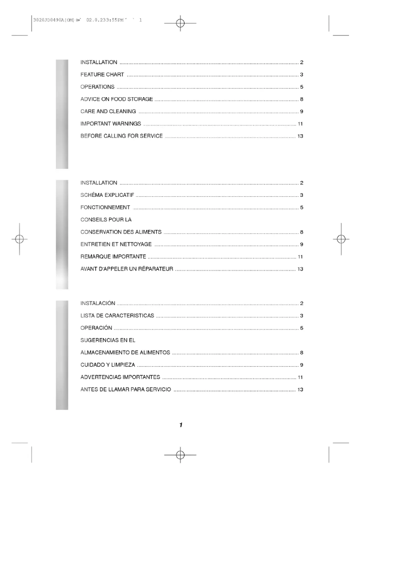 Page n°1 - Manuel utilisateur LG GR-051SSF