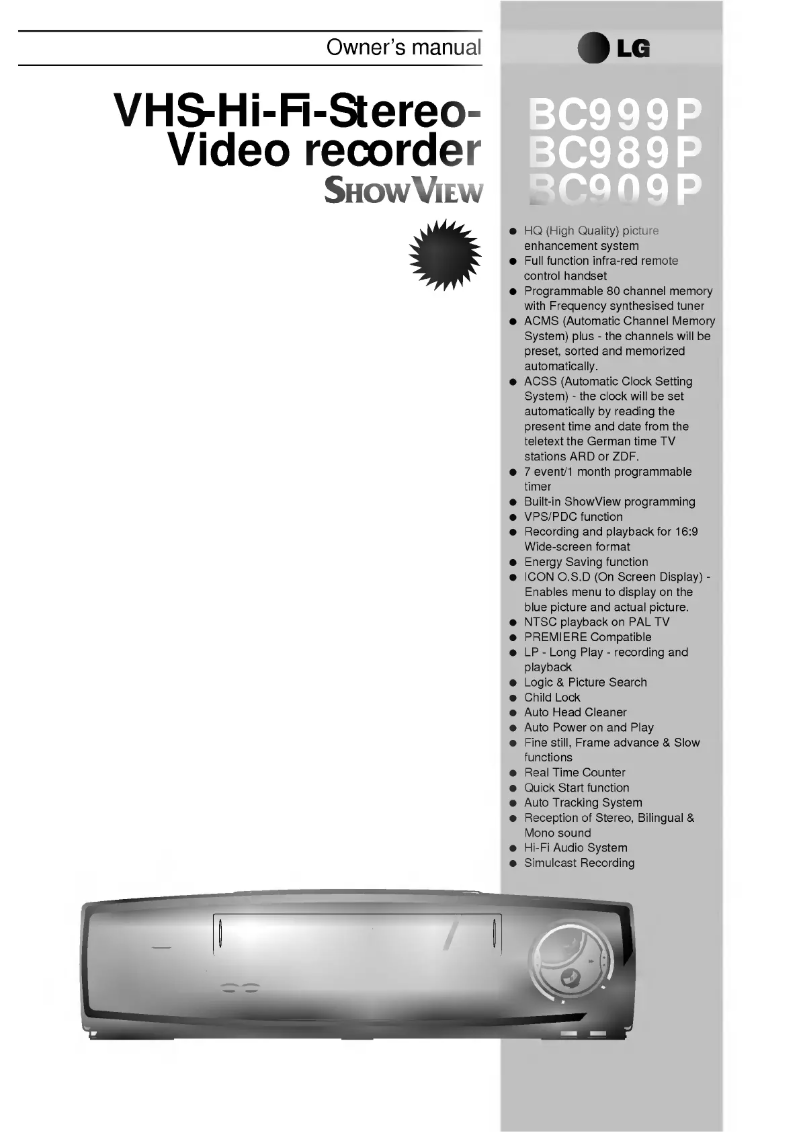 Page 1 de la notice Manuel utilisateur LG ShowView BC909P