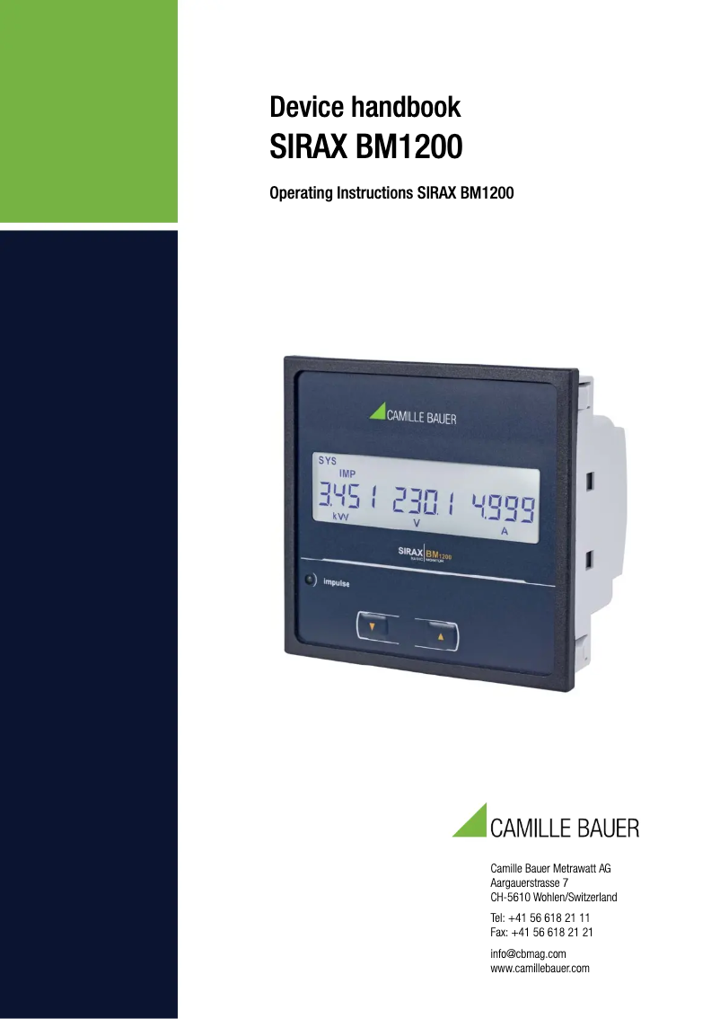 Página 1 del manual Manual de usuario Camille Bauer SIRAX BM1200