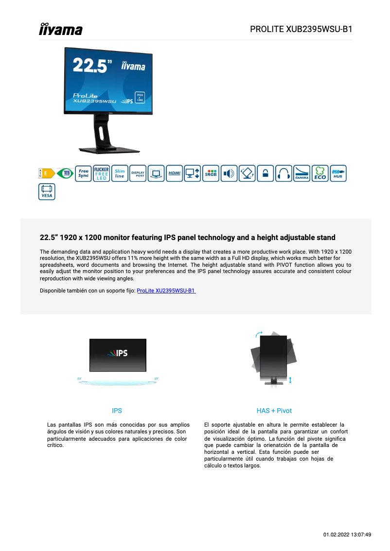 Image de la première page du manuel de l'appareil ProLite XUB2395WSU-B1