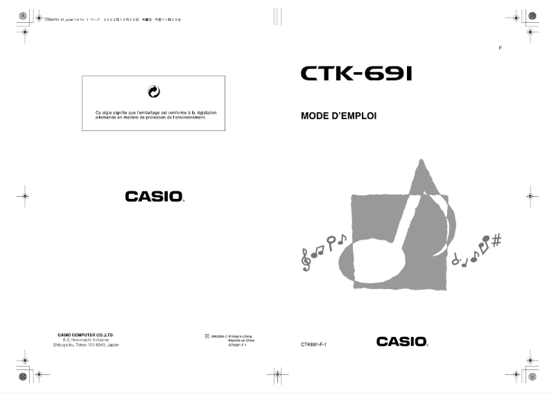 Page 1 de la notice Manuel utilisateur Casio CTK-691