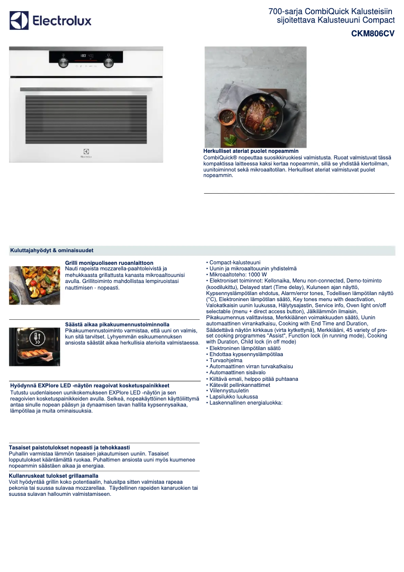 Page 1 de la notice Brochure Electrolux CKM806CV