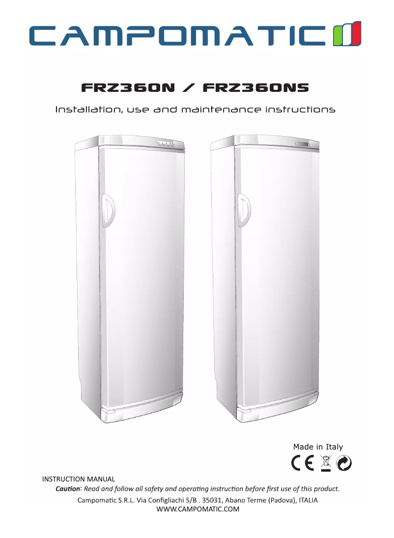 Page 1 de la notice Manuel utilisateur Campomatic FRZ360NS