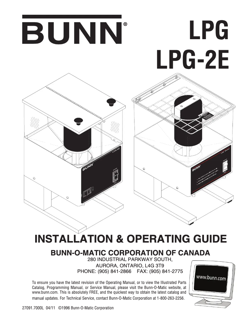 Página 1 del manual Manual de usuario Bunn LPG2E