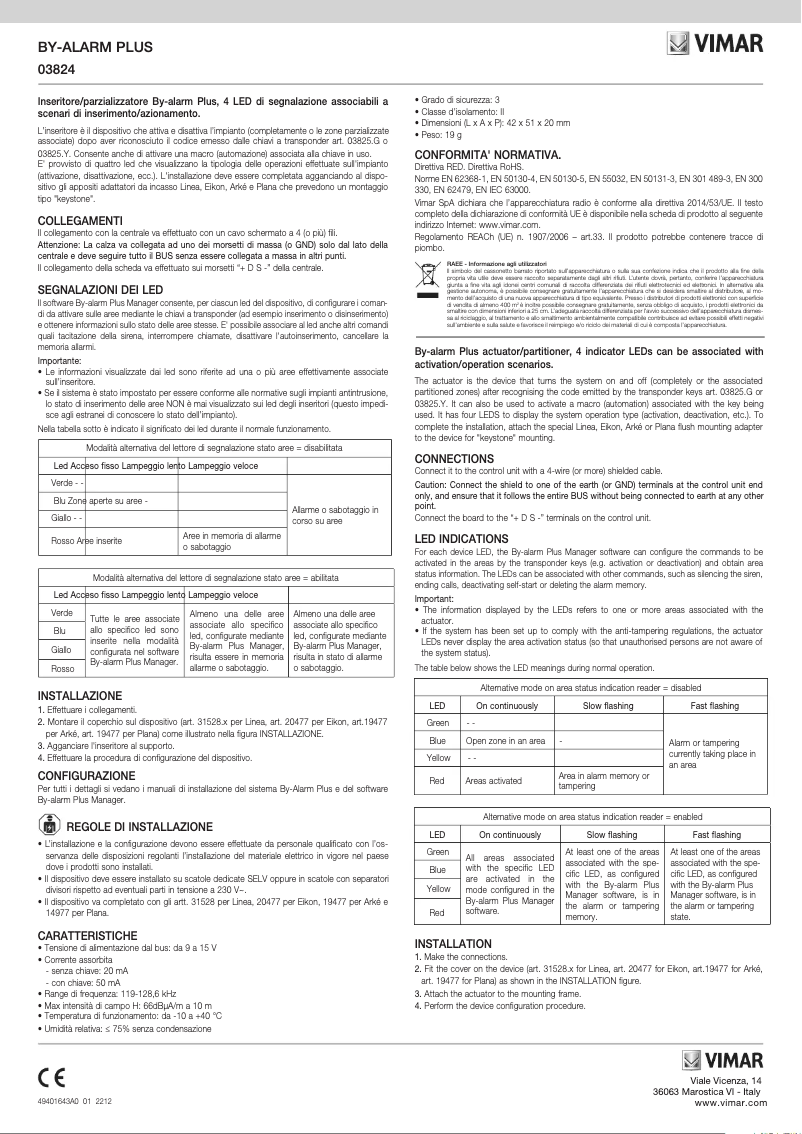Page 1 de la notice Instructions / montage Vimar 31528.C