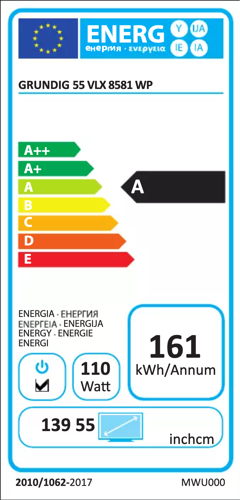 Image de la première page du manuel de l'appareil 55 VLX 8581 WP