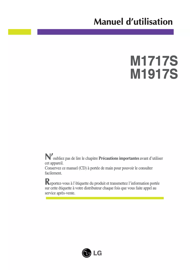 Image de la première page du manuel de l'appareil M1917S-BN