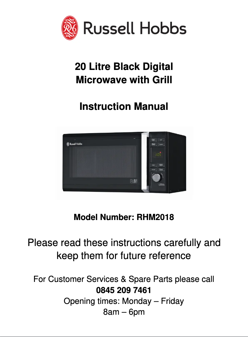 Page 1 de la notice Manuel utilisateur Russell Hobbs RHM2018