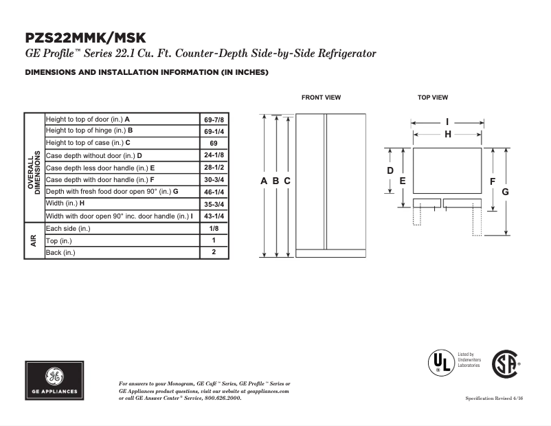 Imagen de la primera página del manual del dispositivo Profile PZS22MMKES