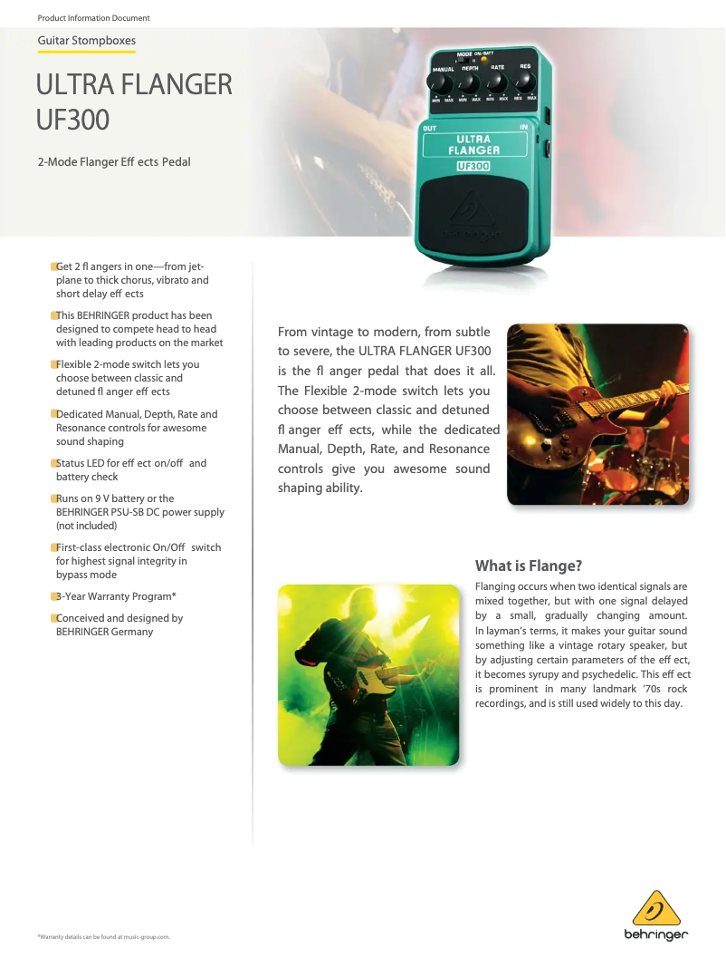 Image de la première page du manuel de l'appareil Ultra Flanger UF300