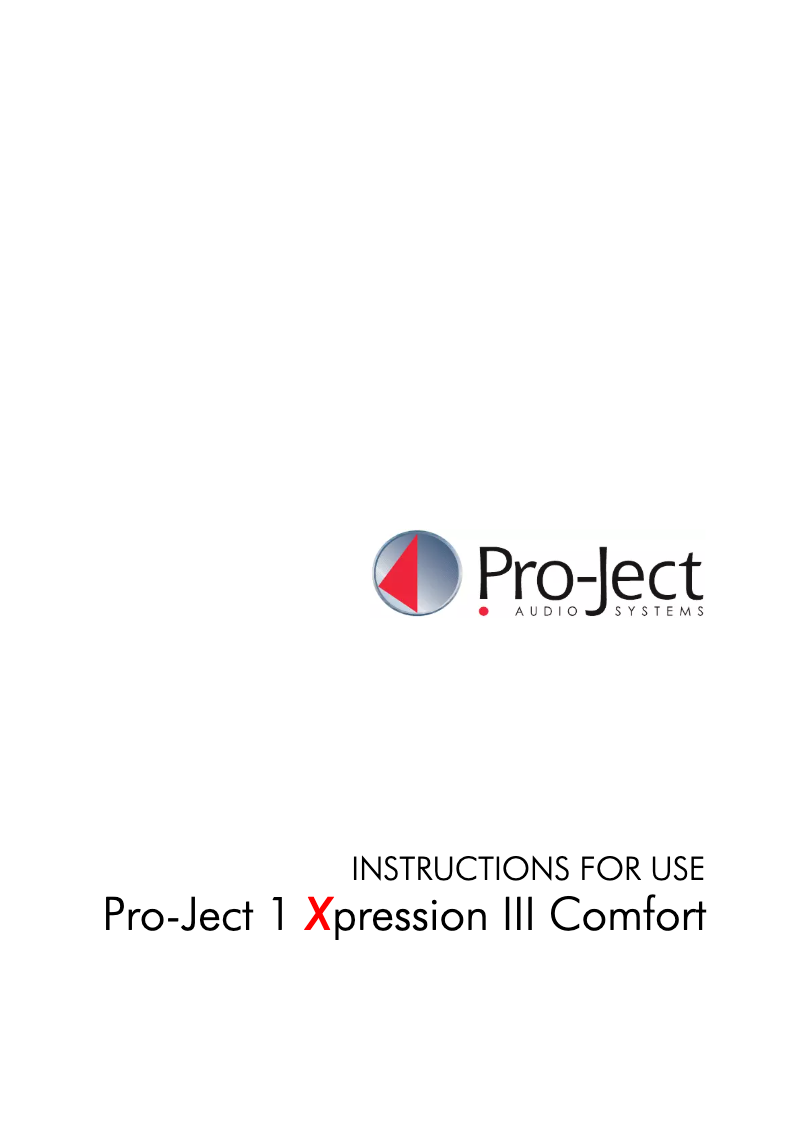 Page n°1 - Manuel utilisateur Pro-Ject 1 Xpression III Comfort