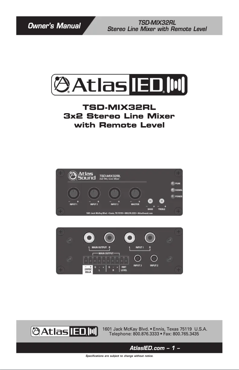 Image de la première page du manuel de l'appareil TSD-MIX32RL