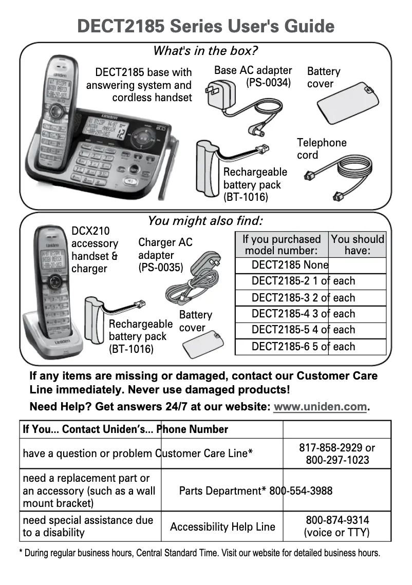 Imagen de la primera página del manual del dispositivo DECT 2185