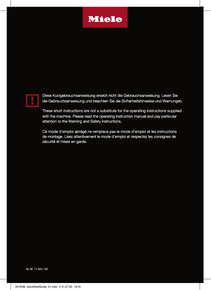 Page n°1 - Guide de démarrage rapide Miele Boost CX1