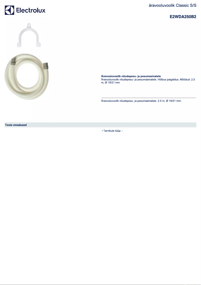 Page n°1 - Manuel utilisateur AEG E2WDA250B2