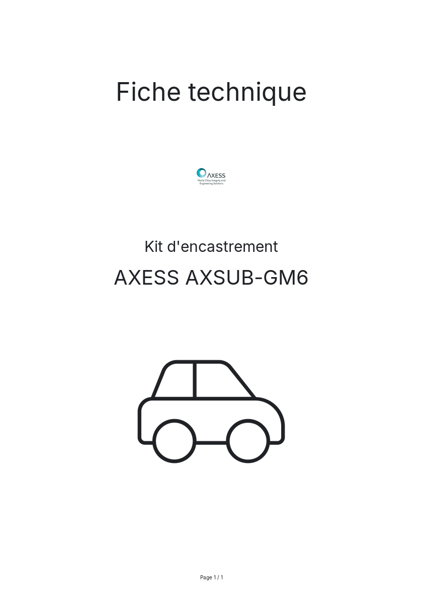 Page n°1 - Fiche technique AXESS AXSUB-GM6
