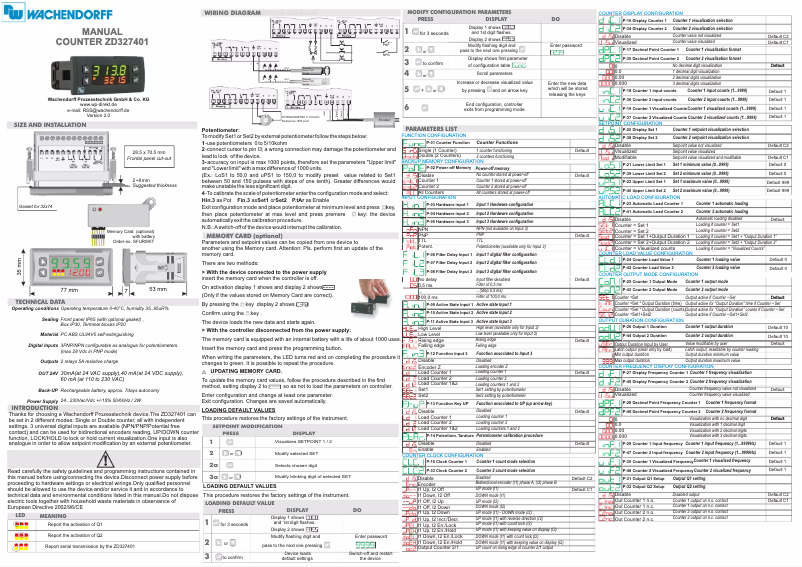 Page n°1 - Manuel utilisateur Wachendorff ZD327401
