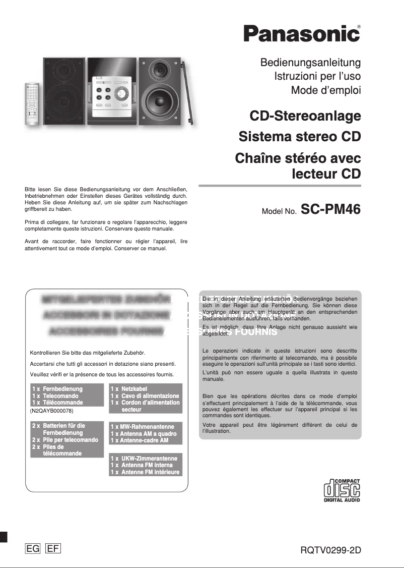 Page n°1 - Manuel utilisateur Panasonic SC-PM46