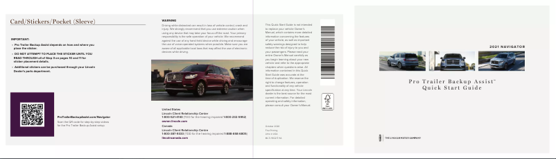 Page n°1 - Guide de démarrage rapide Lincoln Navigator (2021)