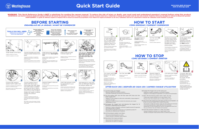 Página 1 del manual Guía de inicio rápido Westinghouse WPX3800