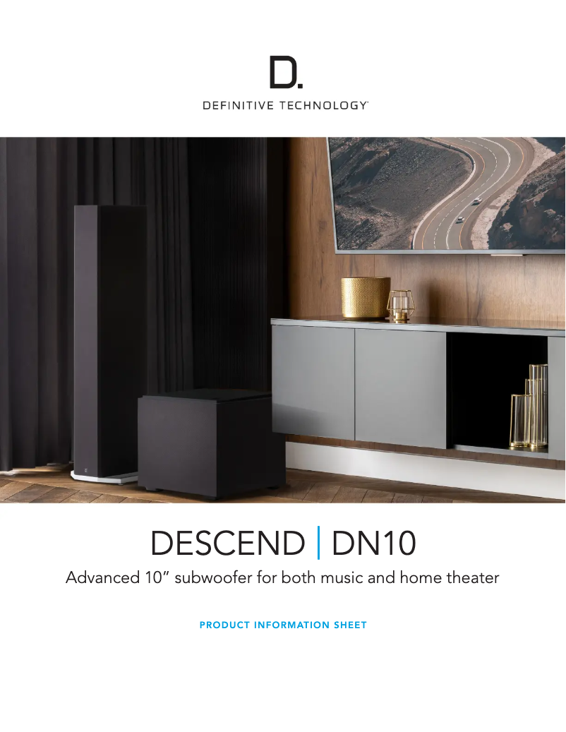 Page 1 de la notice Fiche technique Definitive Technology Descend DNSub 10